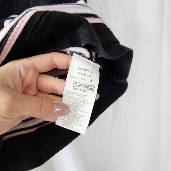 MSGM Milano Striped Knit Mini Off Shoulder Dress M Black White Pink Ruffle Party - Picture 7 of 11